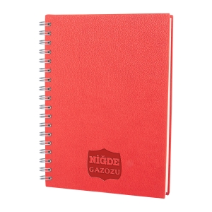 KIRMIZI KARELİ SPİRALLİ TARİHSİZ DEFTER (17X24 CM)