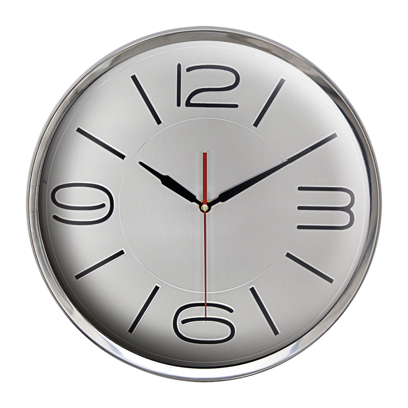 ST175 GÜMÜŞ METAL ÇERÇEVE DUVAR SAATİ (360 MM)