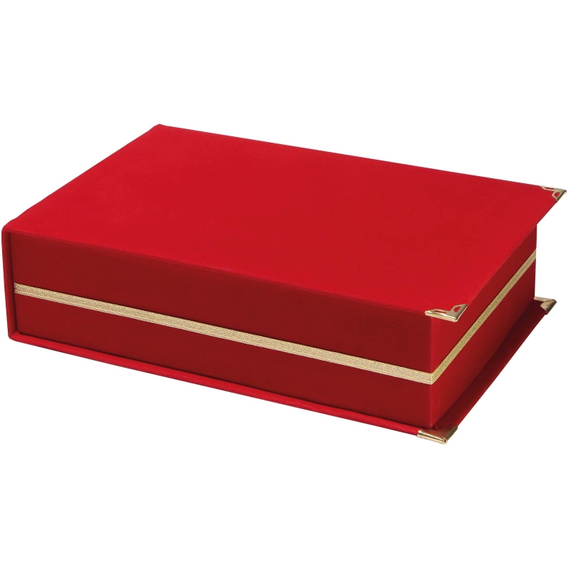 KIRMIZI KADİFE PLAKET KUTUSU (14X24 CM)