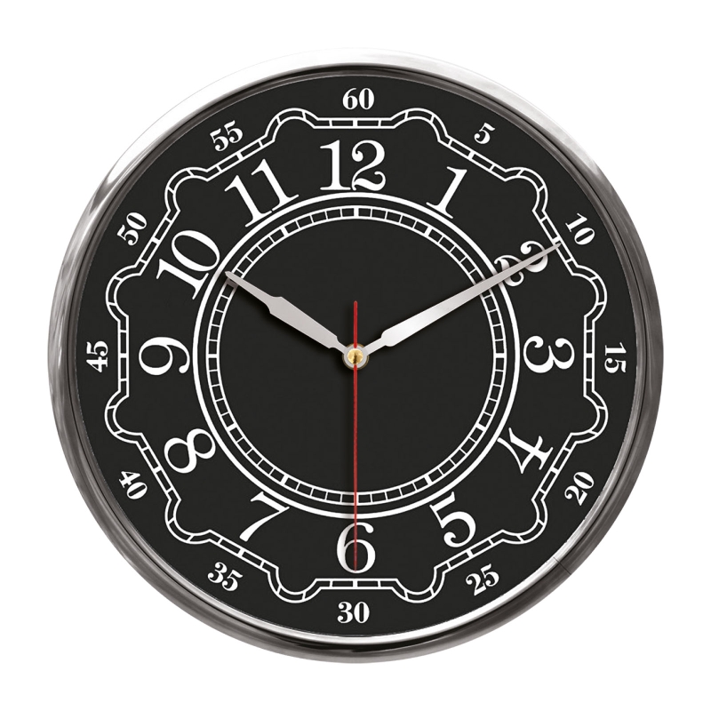 ST310 SİYAH-GÜMÜŞ METAL ÇERÇEVE DUVAR SAATİ (320MM)